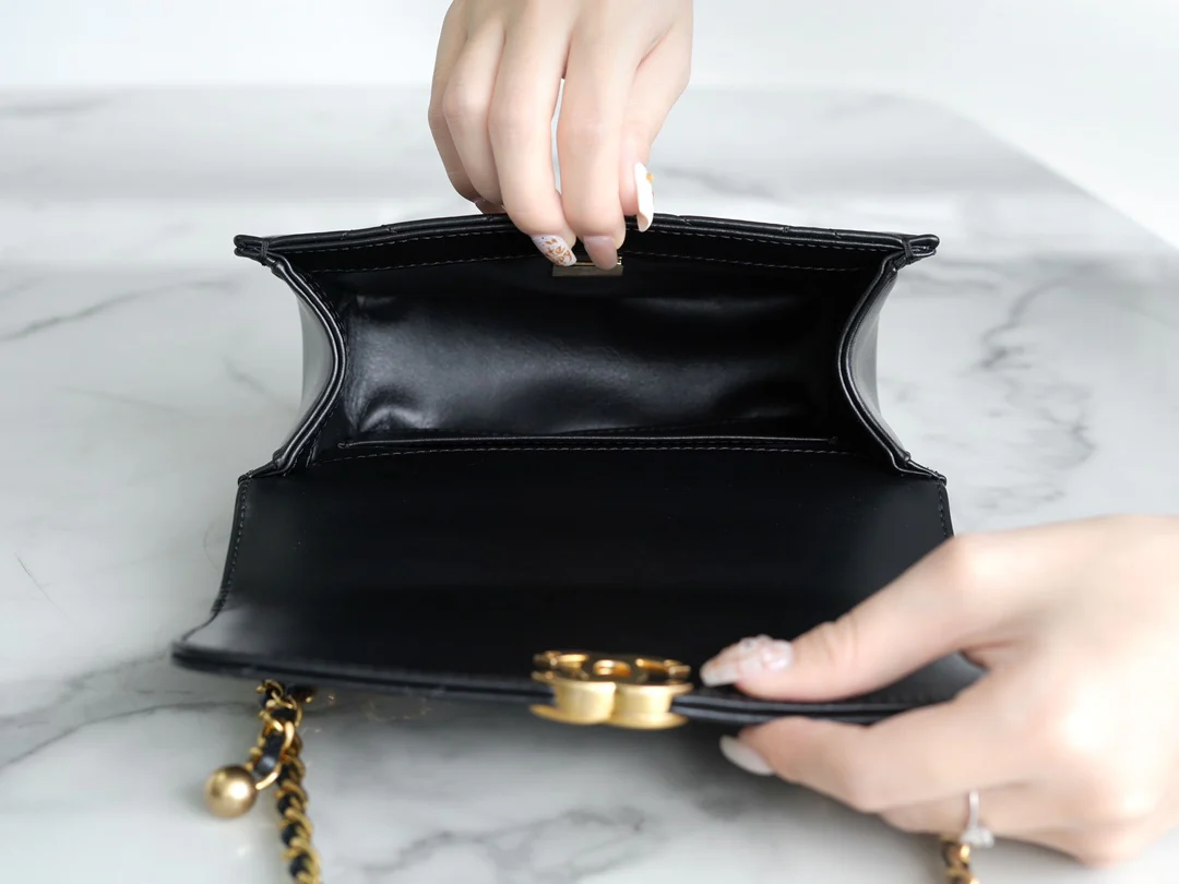 Chanel 24c Double Gold Ball CF Mini 19 Black