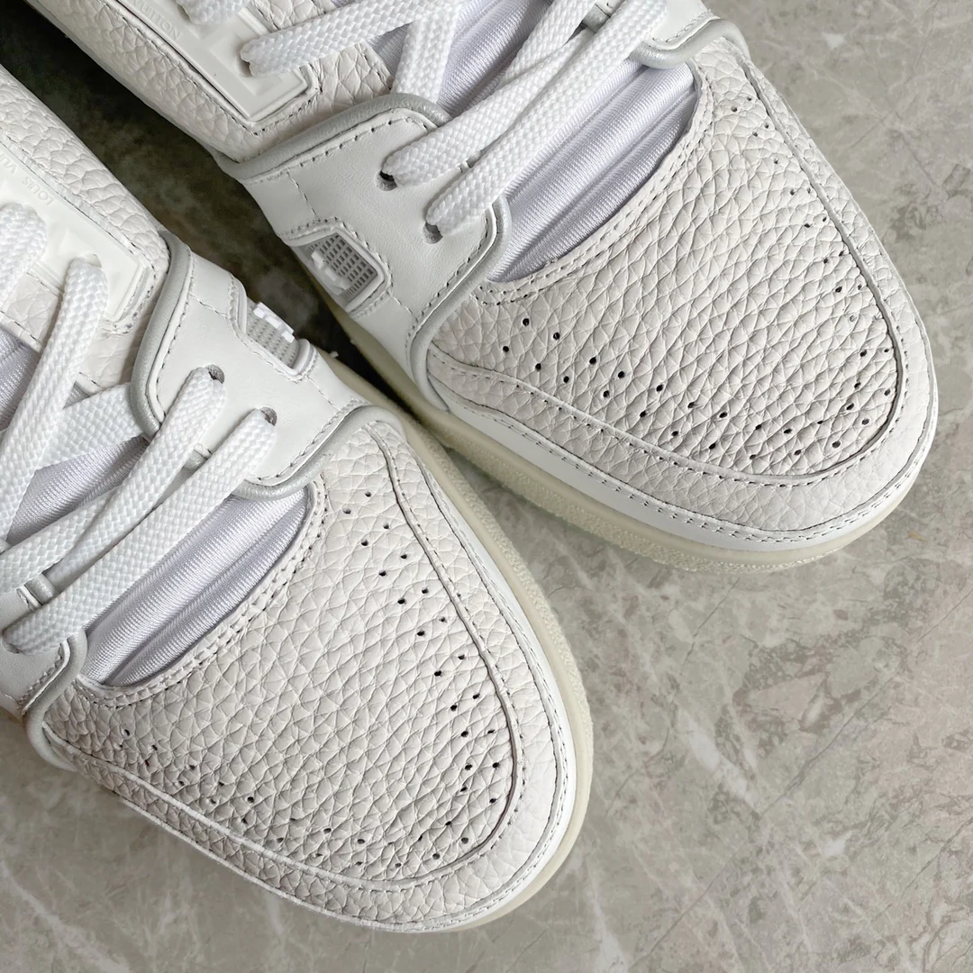 Обувь LV - Кроссовки LV - Белая кожа цементного цвета - Повседневная обувь - Унисекс