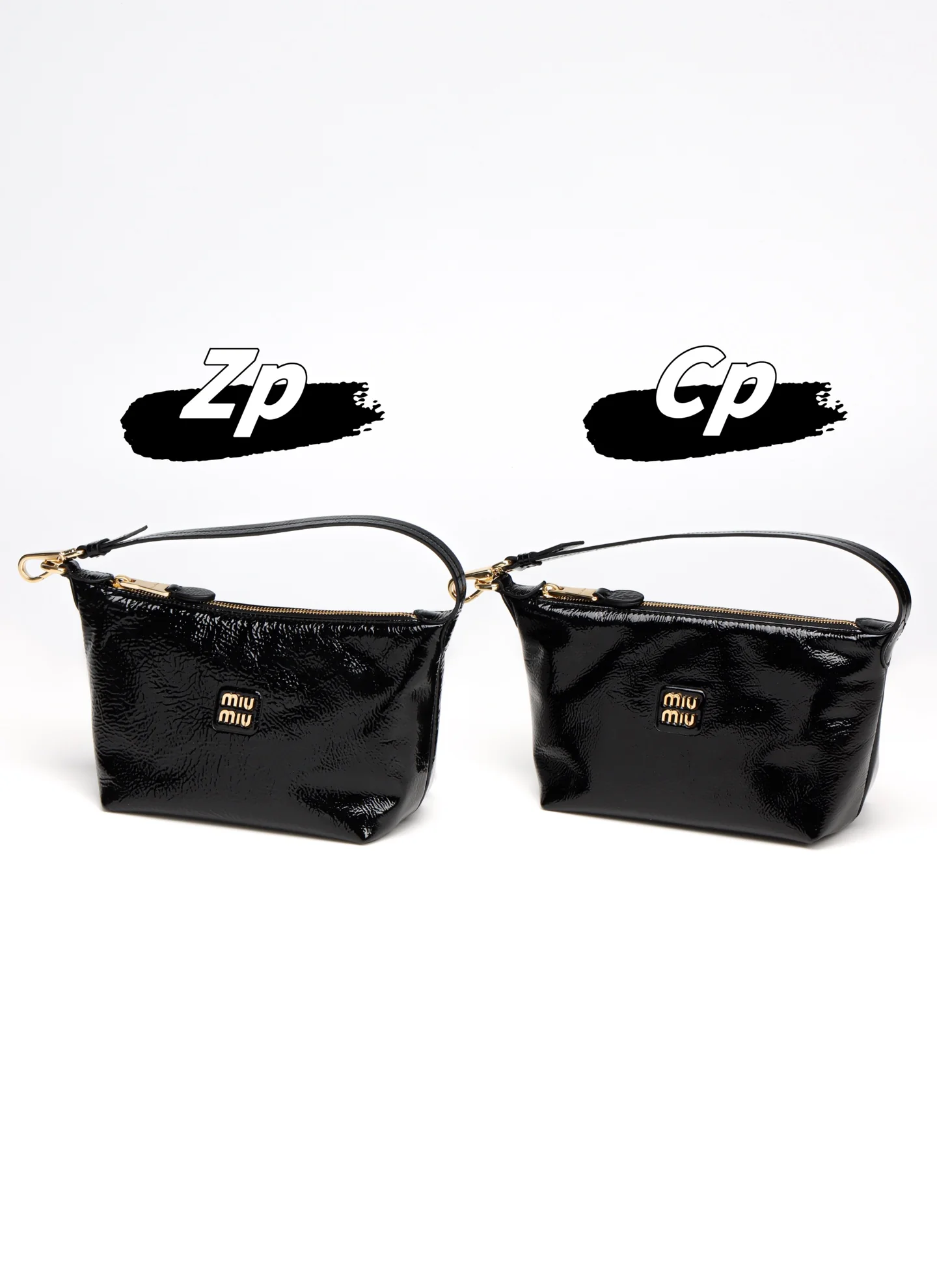 Сравнение косметичек/сумок для ланча из лакированной кожи Miu Miu