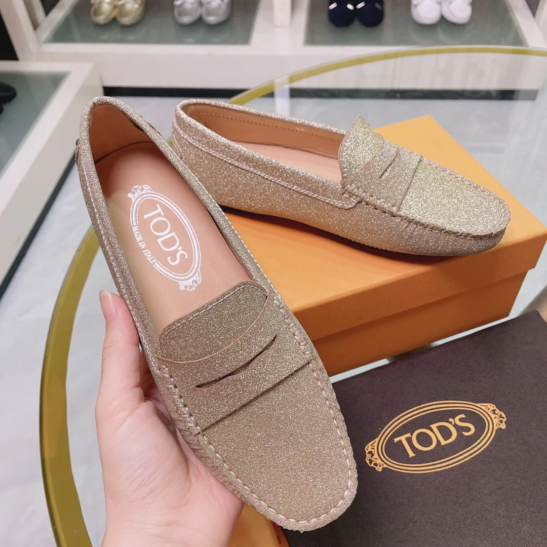 Tods - Золотистые блестки - Лоферы - Туфли без шнурков
