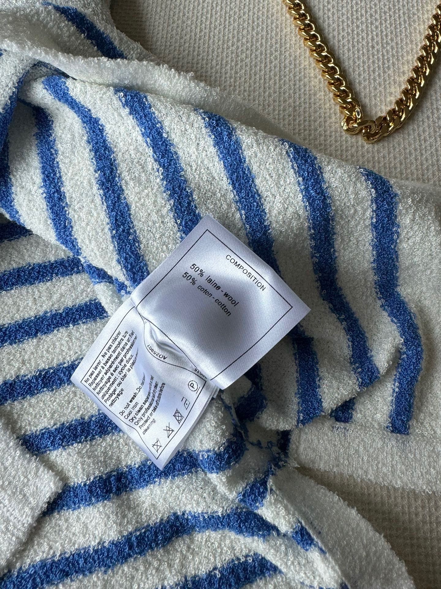 Полосатый жилет в стиле Chanel - 2403 - Новая модель - Синий