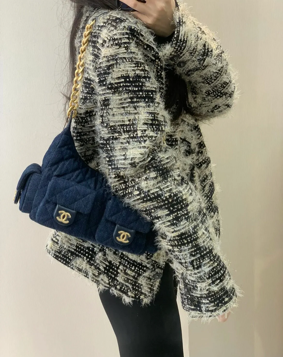 Chanel 25 Chobo Denim Small - Темно-синий