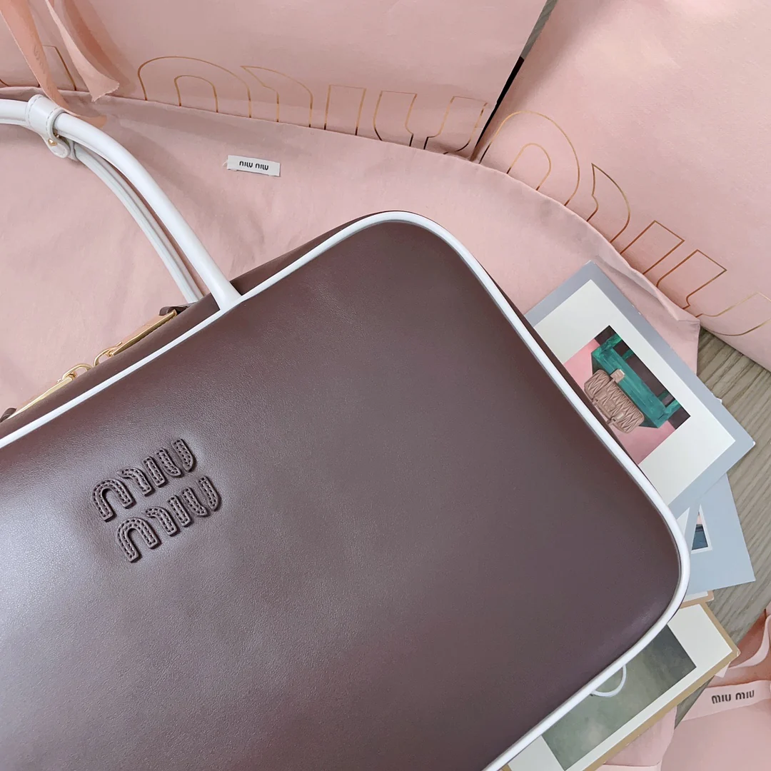 Miu Miu-5bb117 — Двухцветный портфель в стиле пэчворк — коричневый