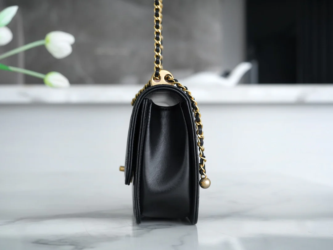 Chanel 24c Double Gold Ball CF Black