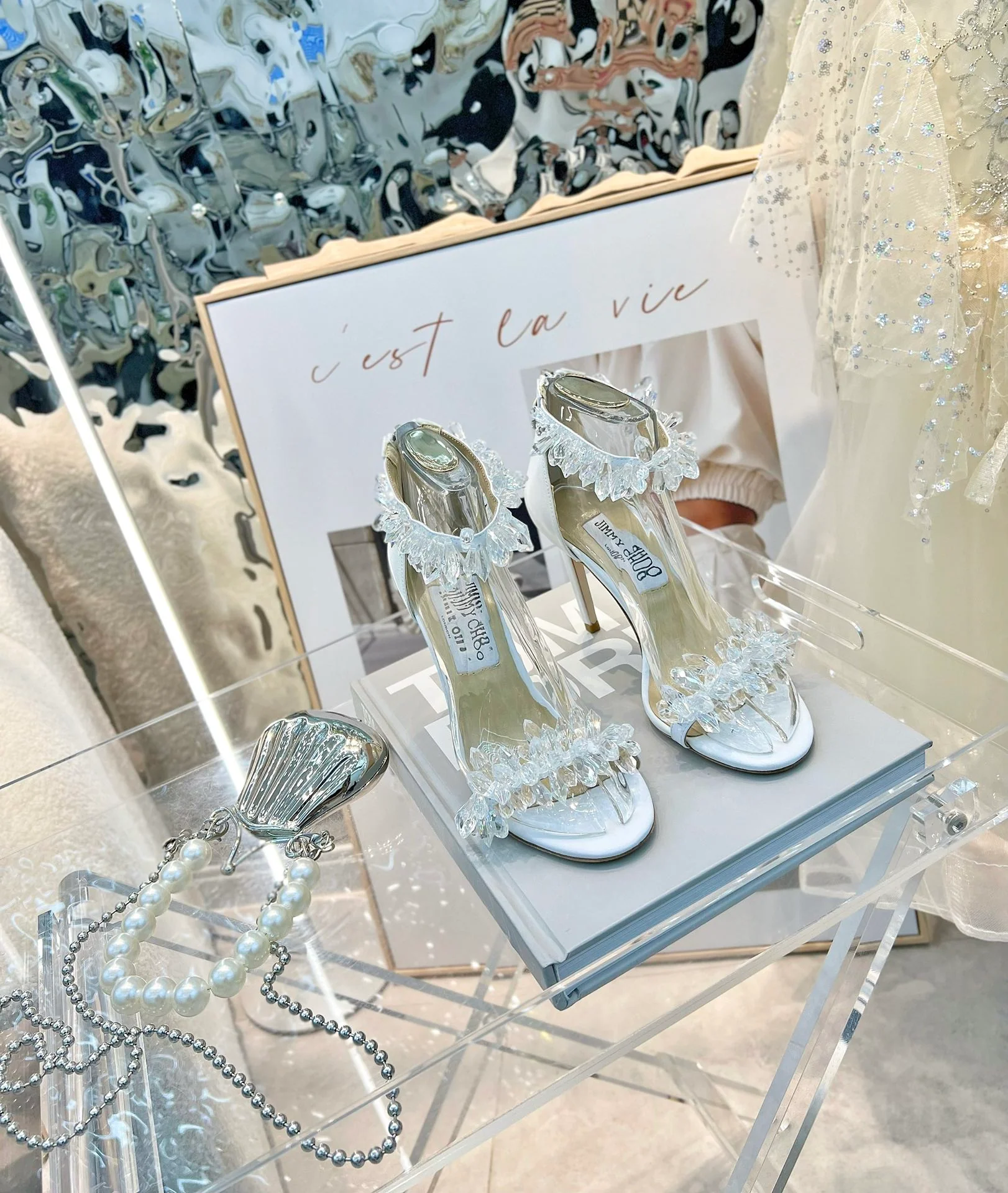 Джимми - Туфли на каблуках из овечьей кожи с кристаллами