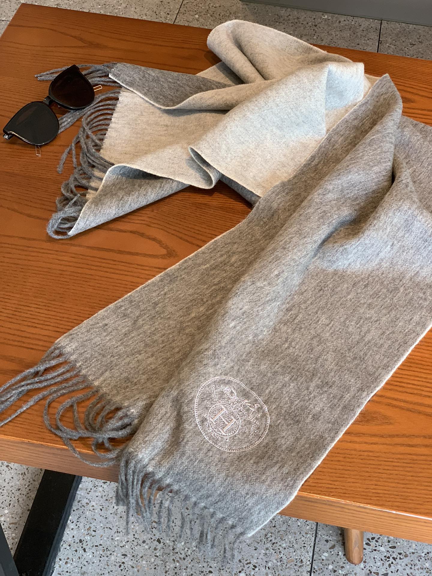 Двусторонний кашемировый шарф Hermes - 180 см - 35 см - 1