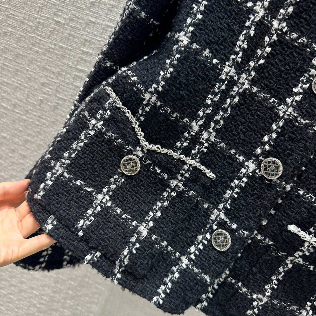 Chanel - 2403-24 Новинка ранней весны: Элитный твидовый жакет в черно-белую клетку