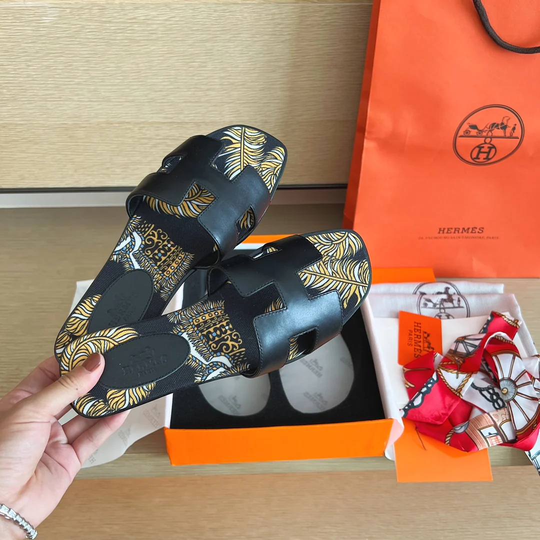 Тапочки Hermes-h Flat Slippers-1