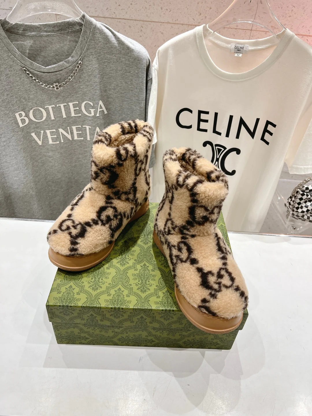 Шерстяные зимние сапоги Gucci 2024 - Кофейно-коричневый - 1