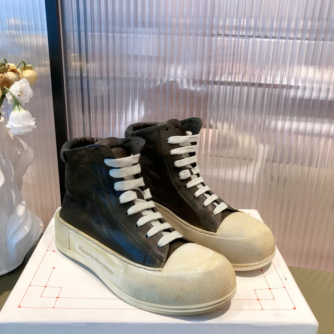 Кед на платформе McQueen - черно-серый