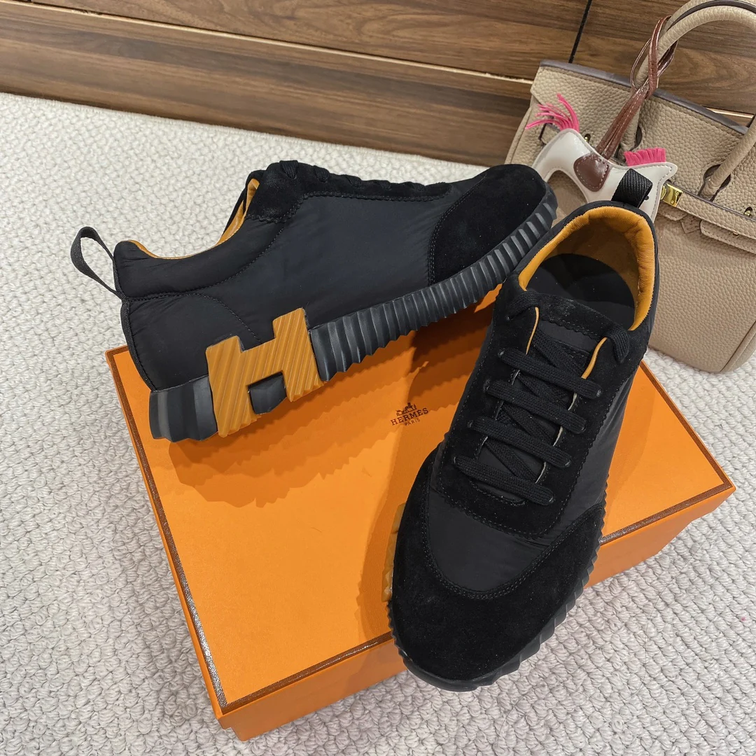 Весенняя коллекция Hermes 2022 — Спортивная повседневная обувь — Унисекс — Черно-желтая