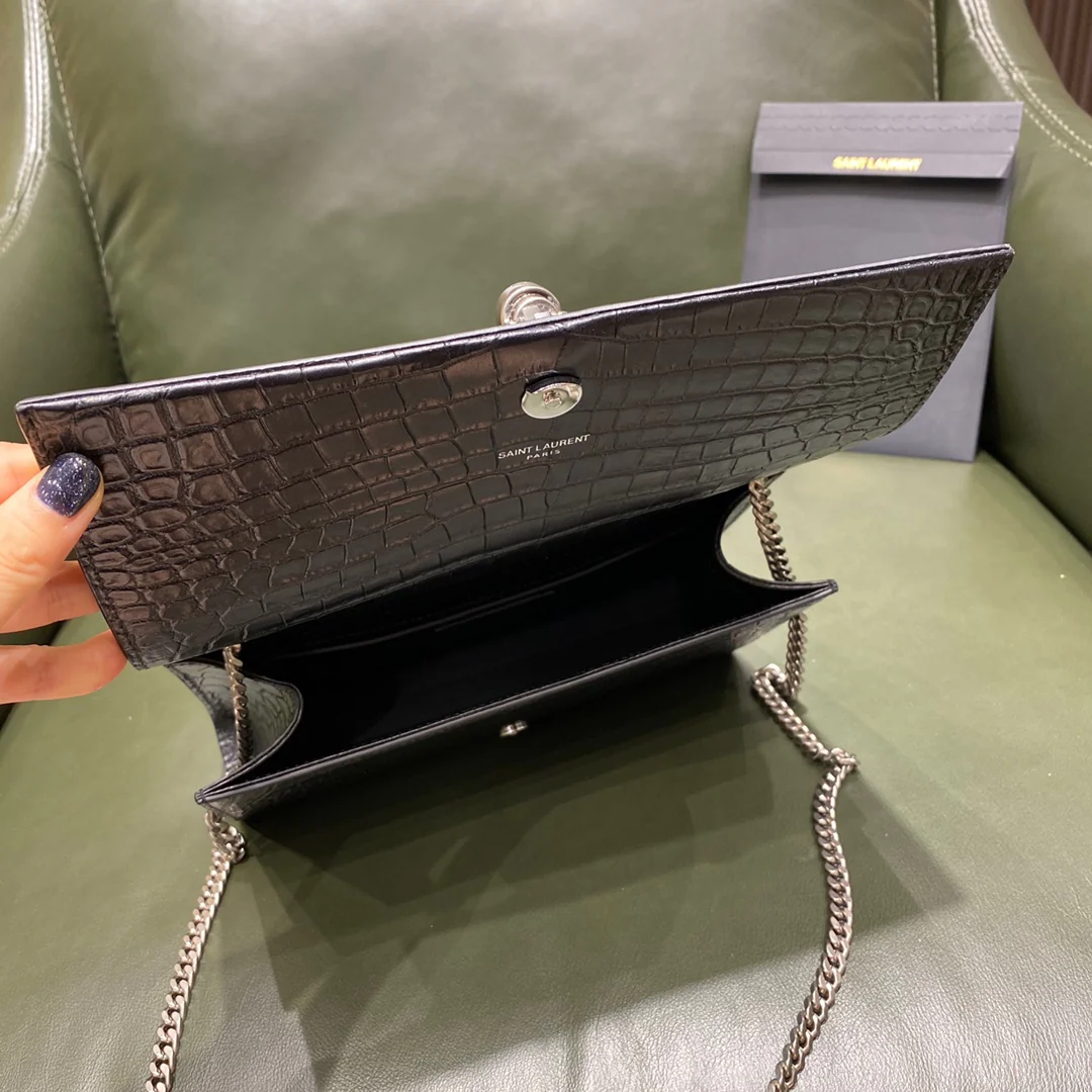 Сумка YSL-kate с цепочкой и крокодиловым принтом