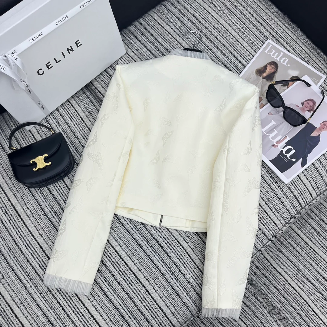 Celine - 2404 - Коллекция ранней весны 2024 года - Костюмный жакет из жаккардовой ткани в китайском стиле