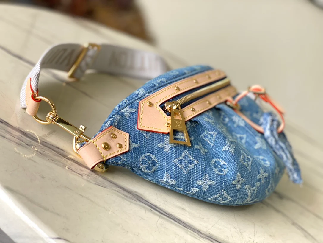 m46837-LV-Поясная сумка с высокой посадкой, джинсовая, синяя