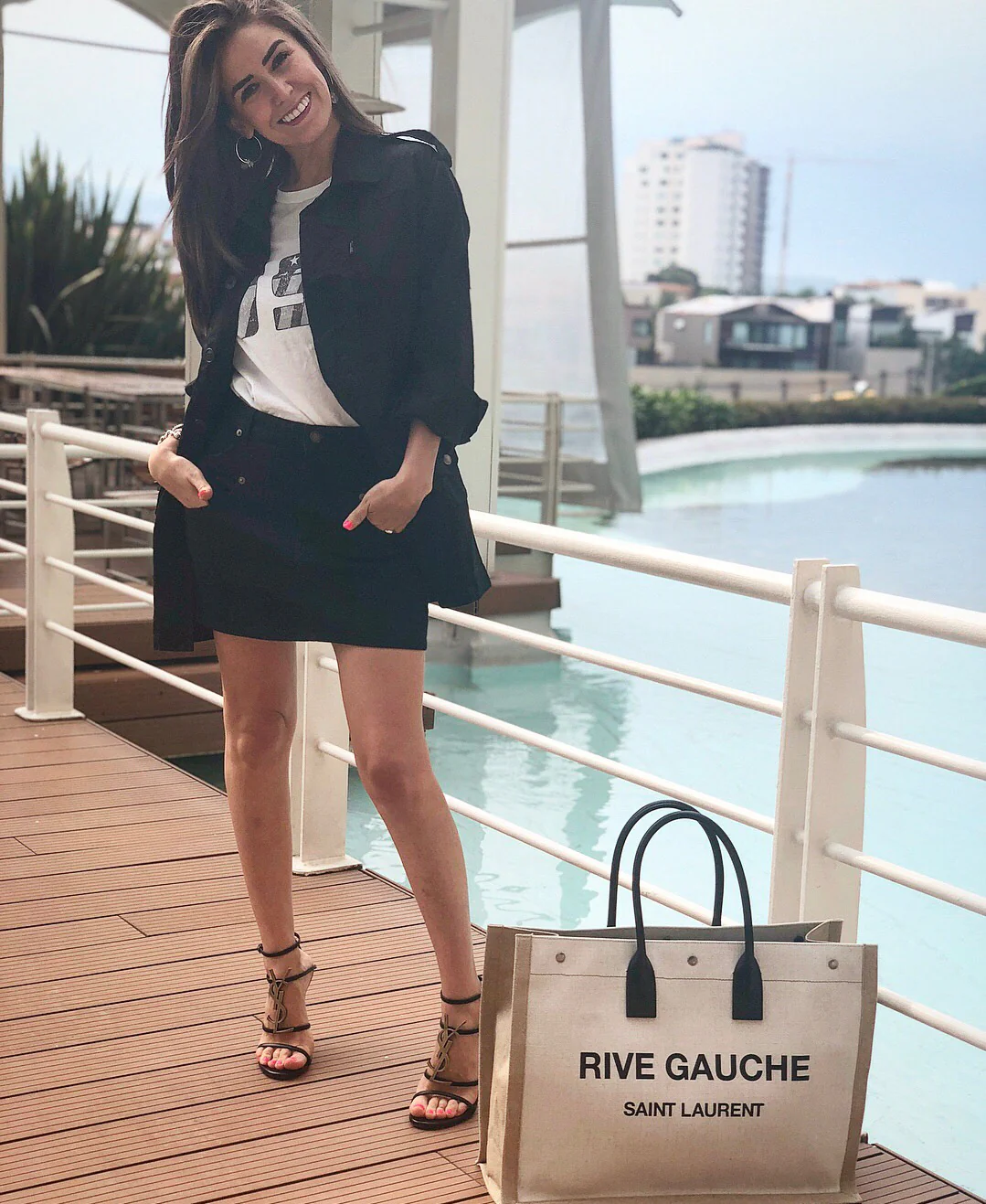 Сумка-тоут YSL Rive Gauche (сумка для покупок Left Bank) - черная