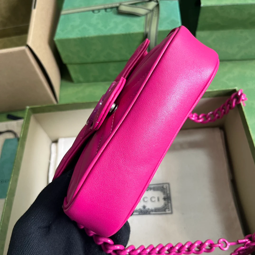 Мини-сумочка Gucci GG Marmont Chain Macaron Series Rose Pink.