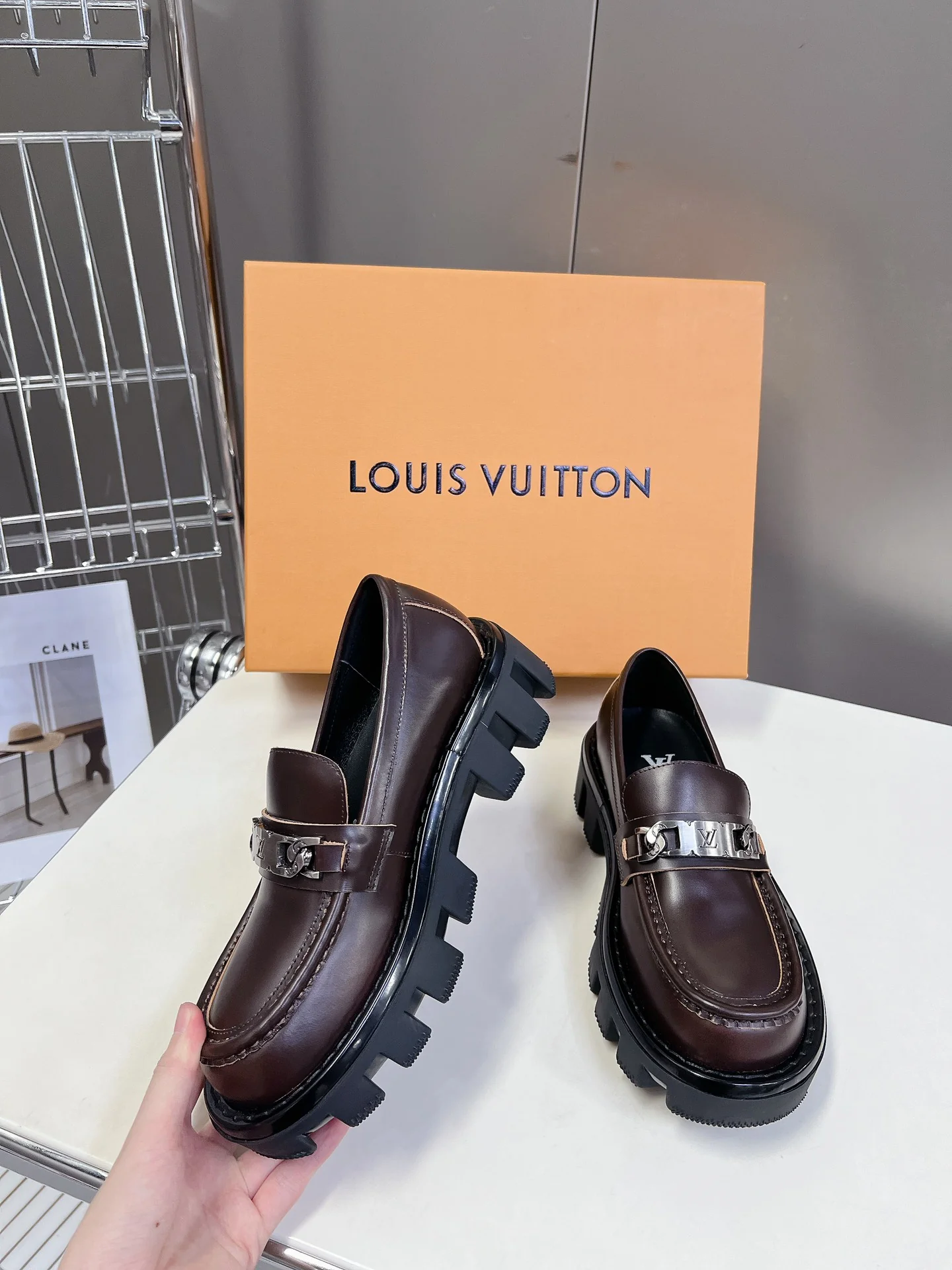 LV - Кожаные туфли на платформе - Темно-коричневые