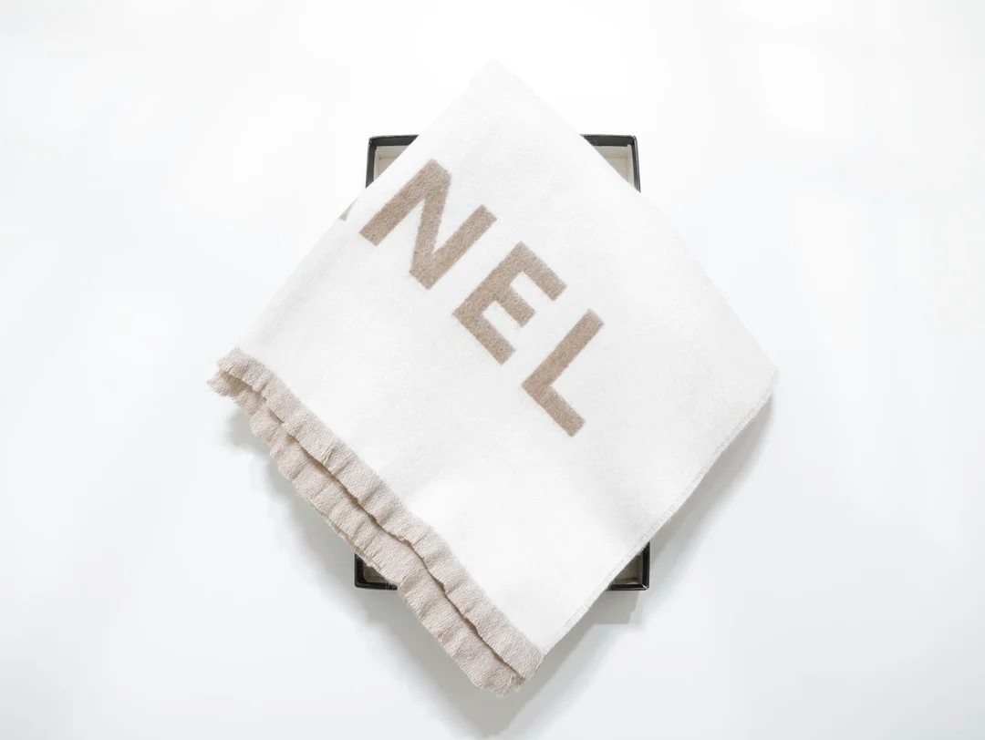 Классический шарф Chanel с логотипом - 70 см - 200 см - Кашемир - Шерсть - 1 шт.