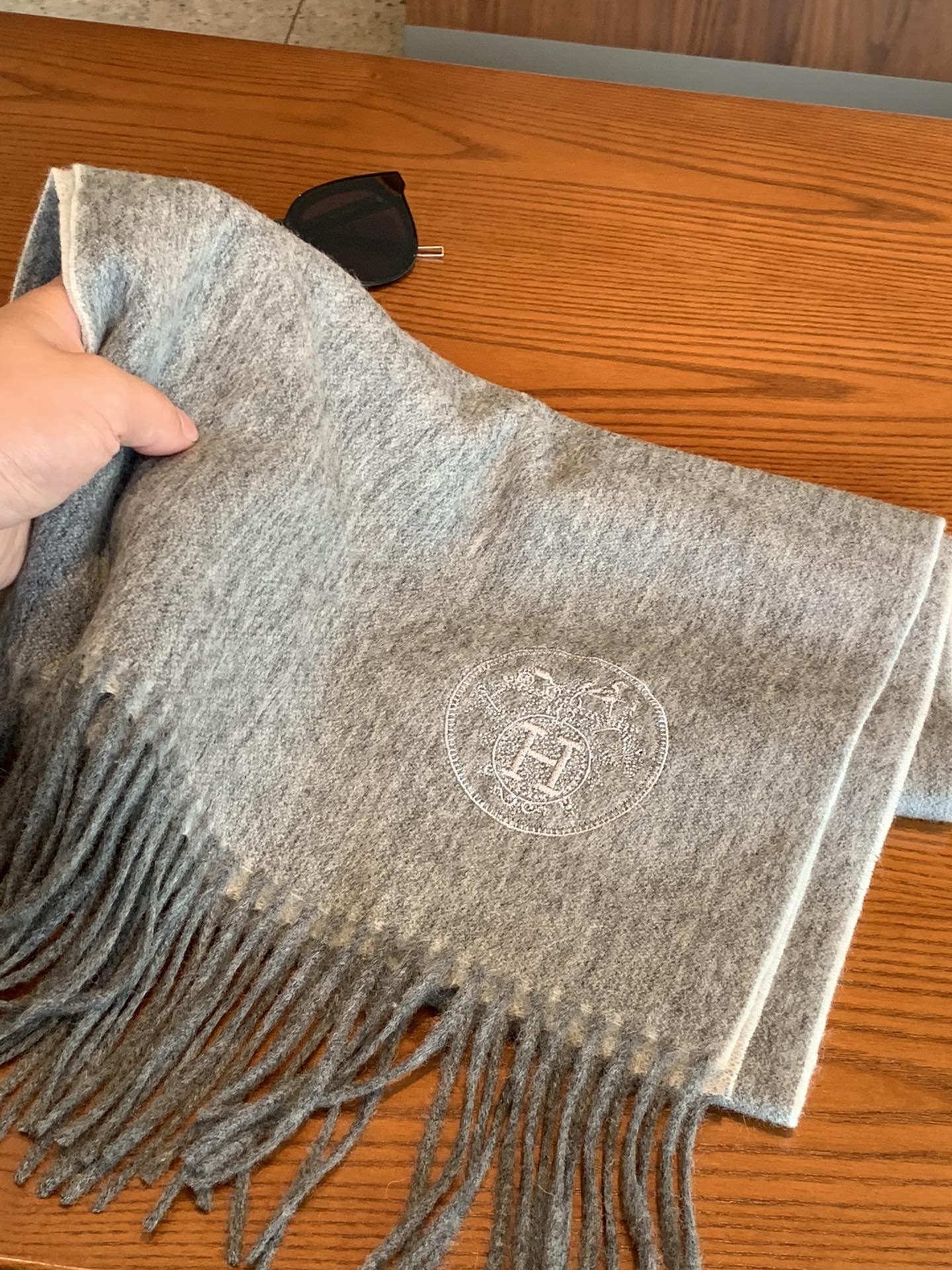 Двусторонний кашемировый шарф Hermes - 180 см - 35 см - 1