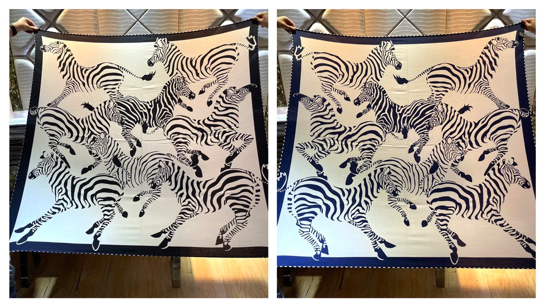 Большой двусторонний шарф Hermes - 135 см - 30 см - Шелк 70 - Шерсть