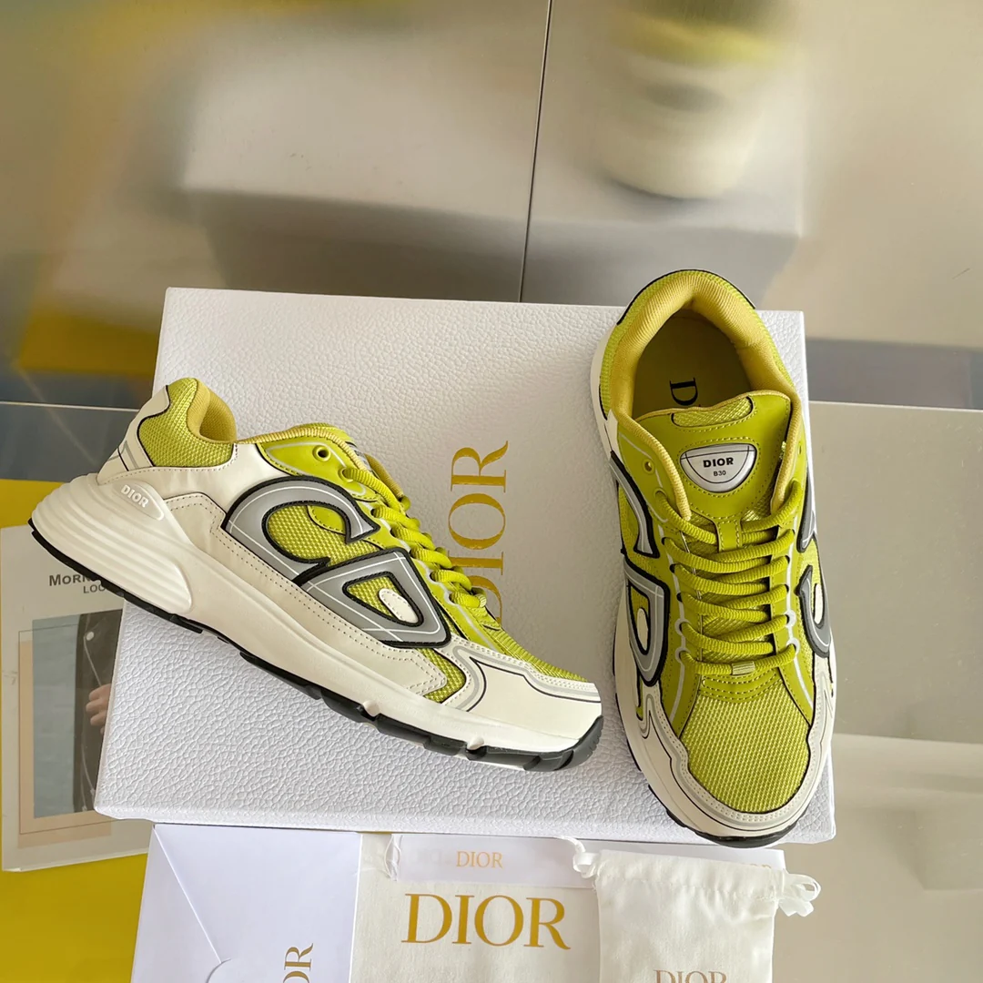 Кроссовки Dior B30 Series - Dad Sneakers - Горчично-желтые