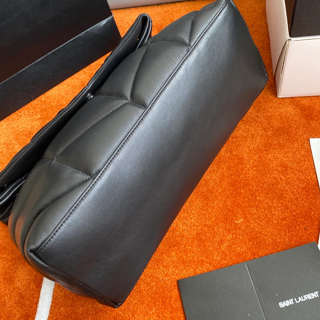 Сумка-пуховик YSL из овечьей кожи - Черная - Большая