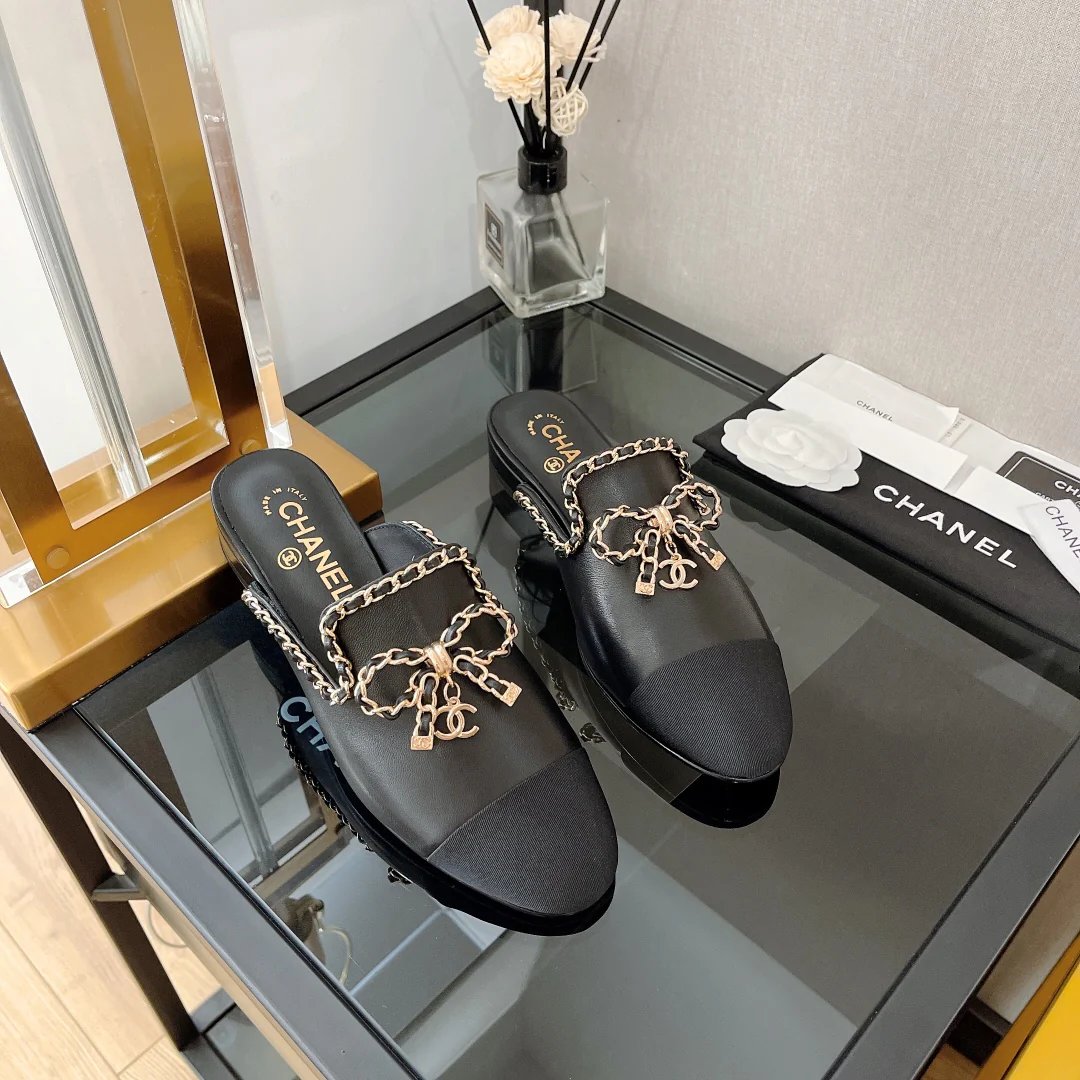 Chanel - Цепочка-бантик, полукрепление - Овечья кожа - Черный