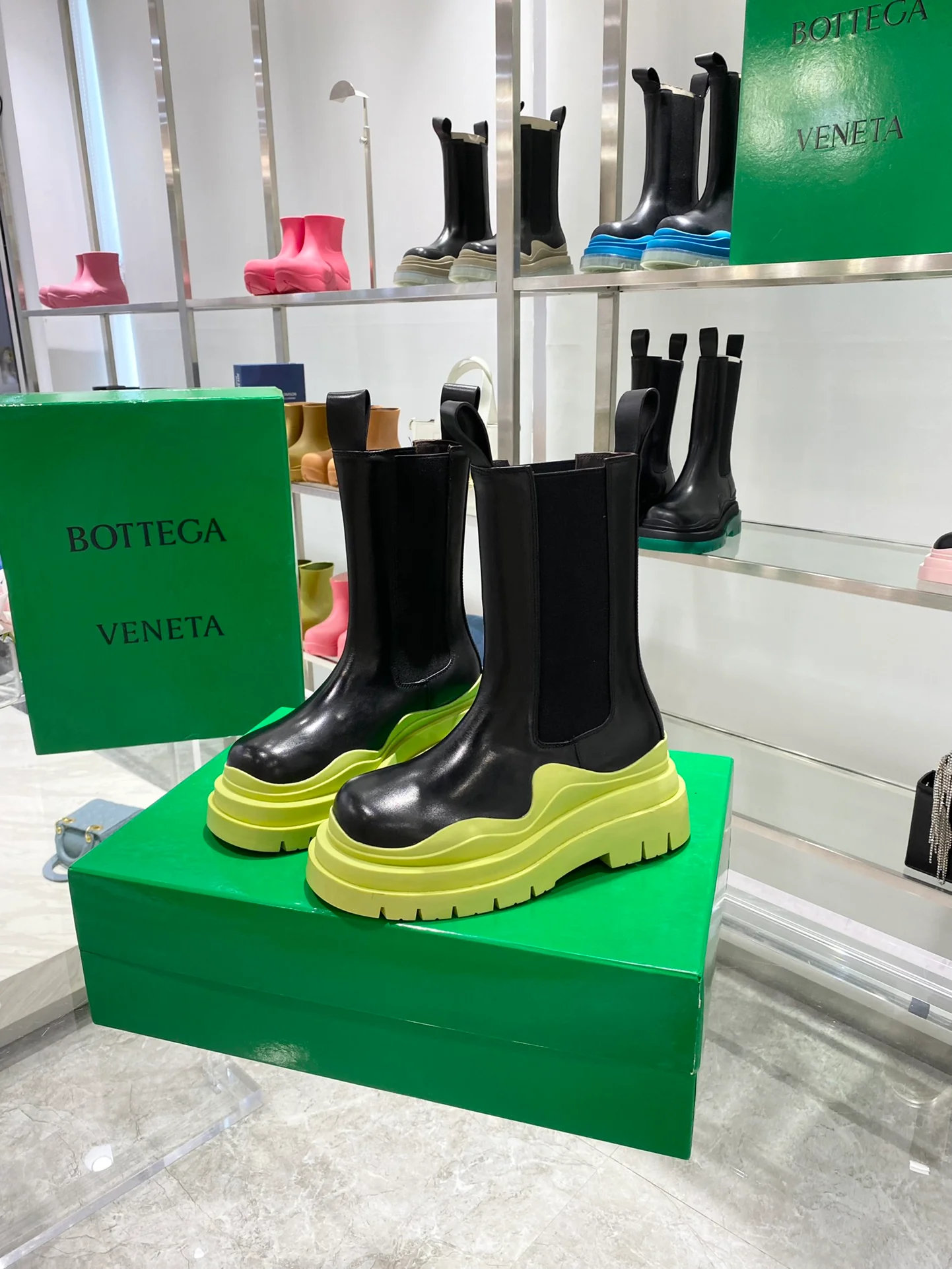 Обувь BV - BV - желтая подошва - до середины икры - ботинки Martin на платформе - 1