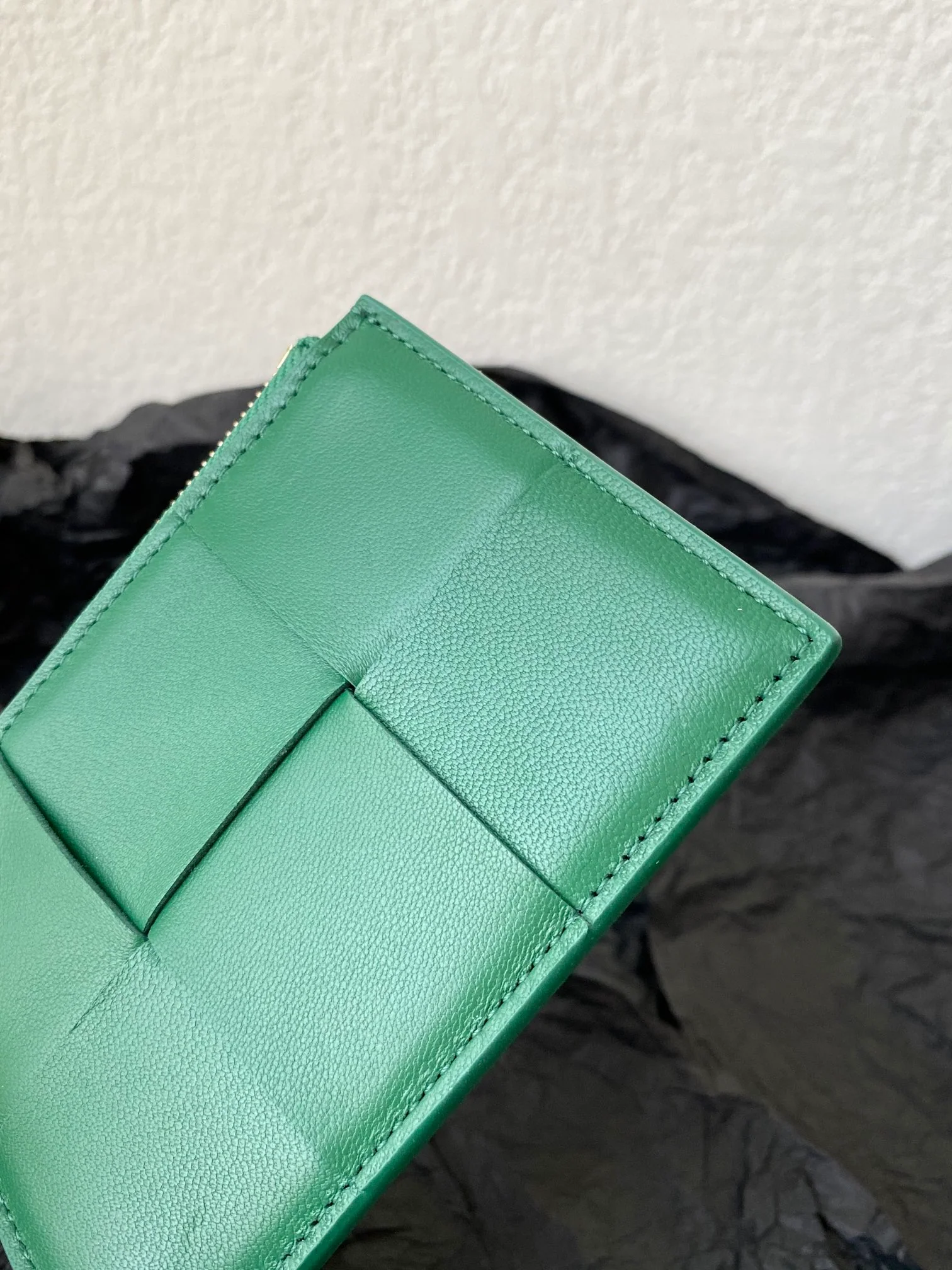 BV-大格子 编织 拉链卡包 零钱包 12x8x0.5cm