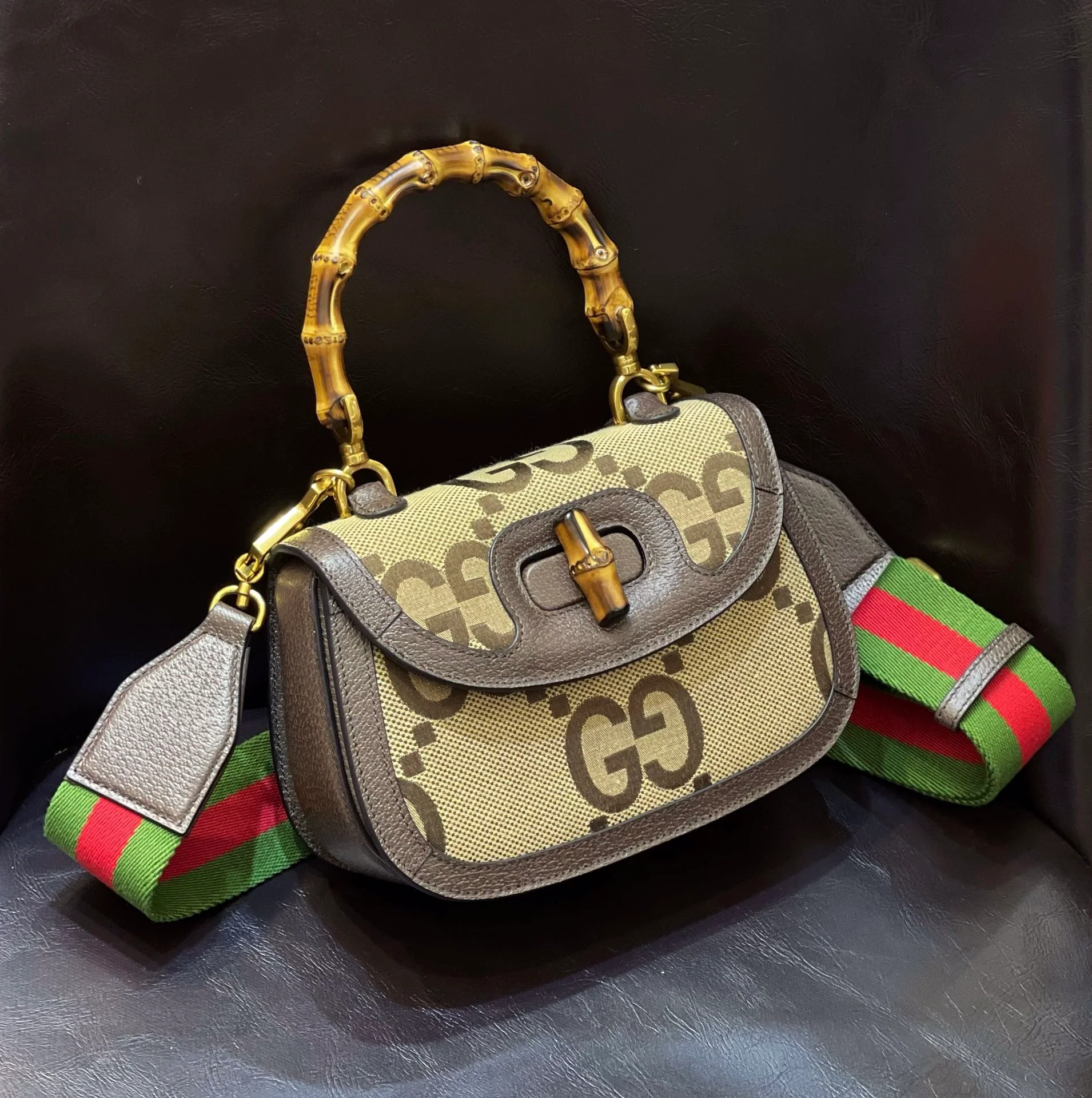 Сумка Gucci Bamboo Saddle Bag, маленькая, 21x15x7 см.