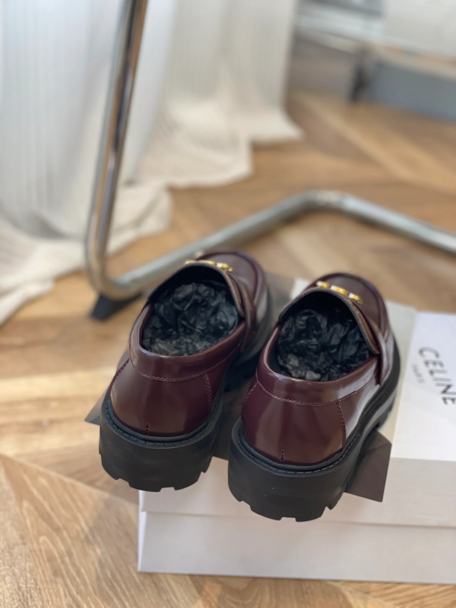 Афро-туфли Celine Arc de Triomphe - бордовые