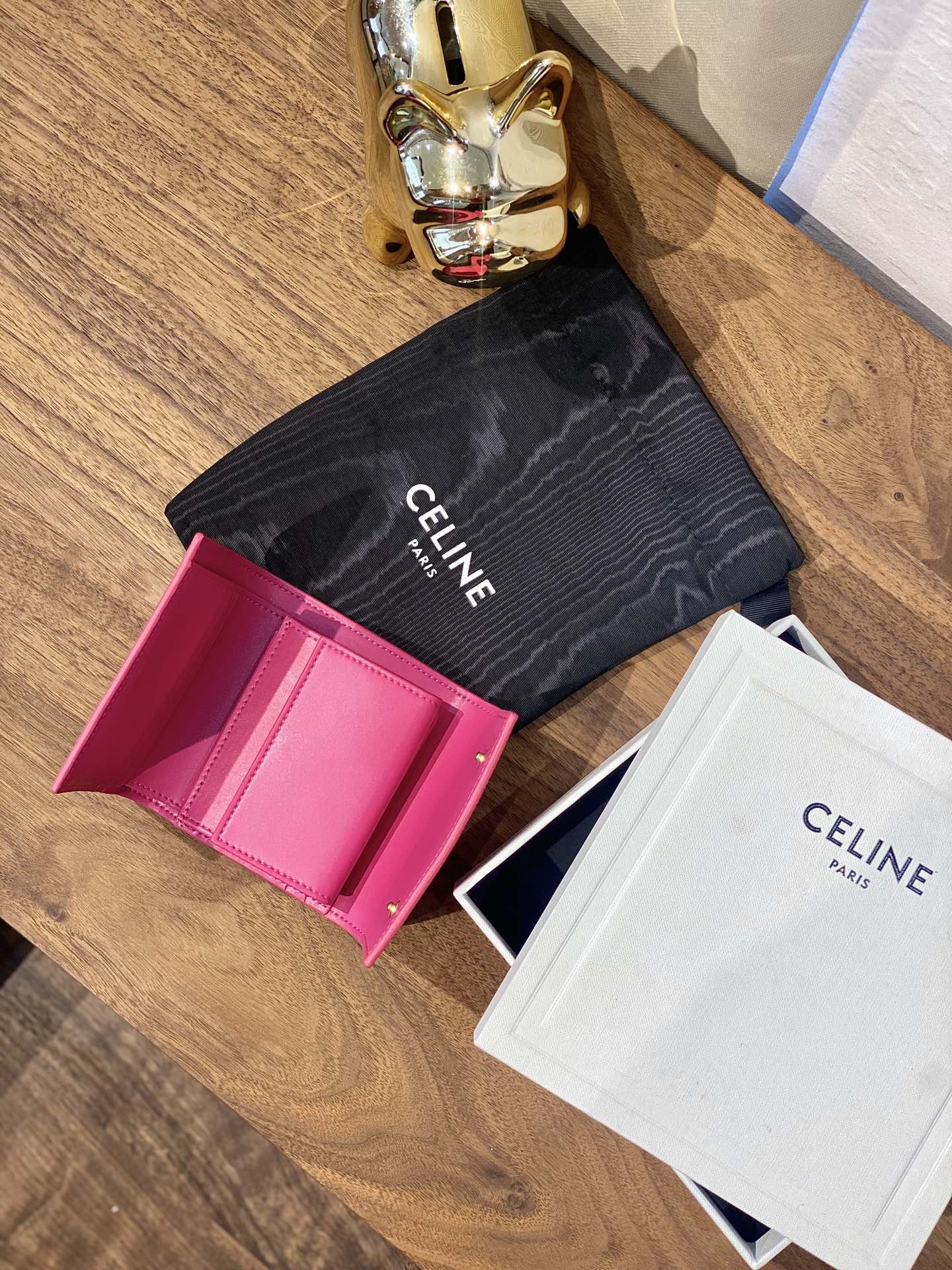 Кошелек Celine-strap Small Grain Tri-fold Short Wallet - 2