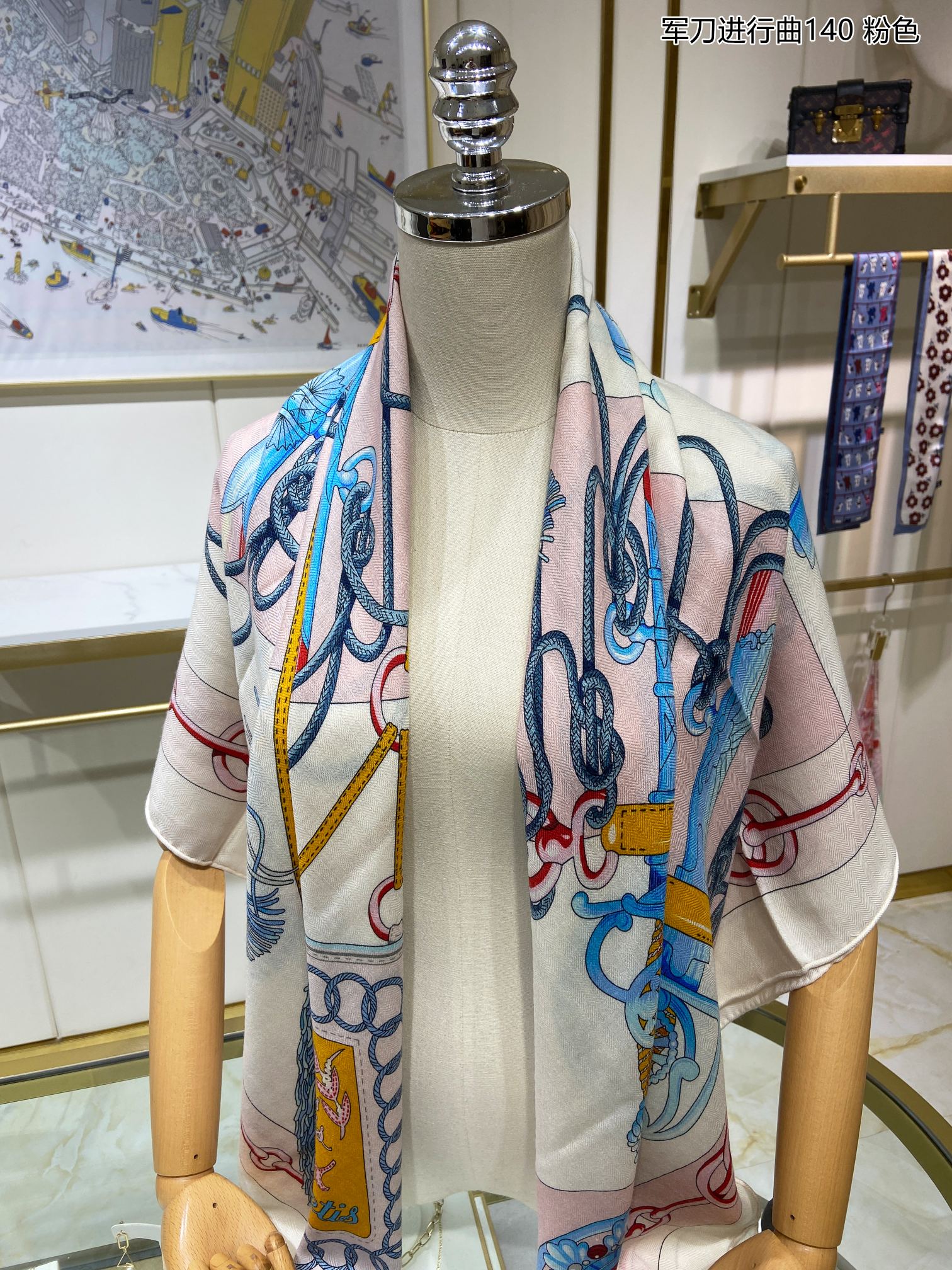 Hermes - Военный марш - 140 см - 70 - Кашемир - 30 - Шелк