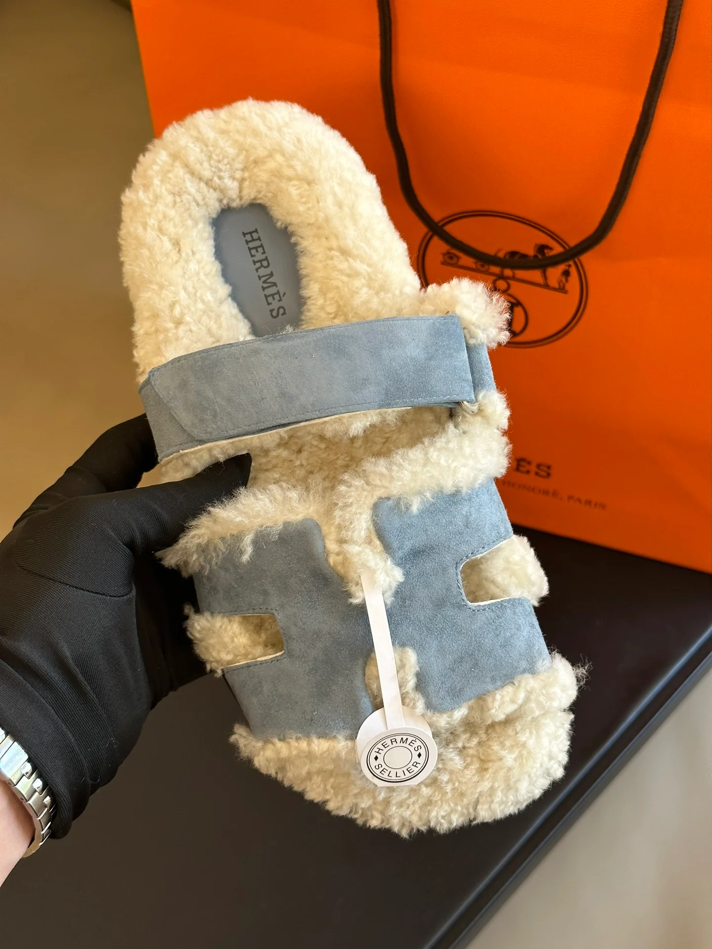 Тапочки Hermes 2024 Second Uncle - синие