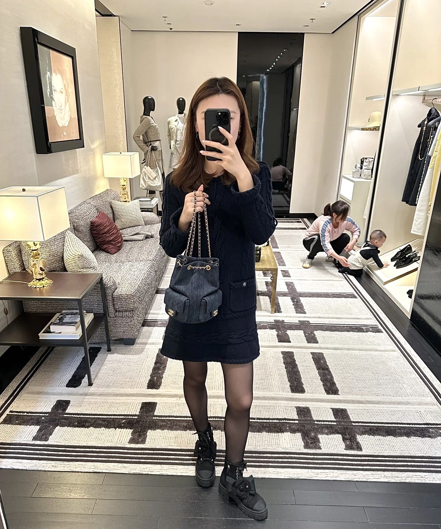 Chanel - Рюкзак с двумя карманами - Темно-синий