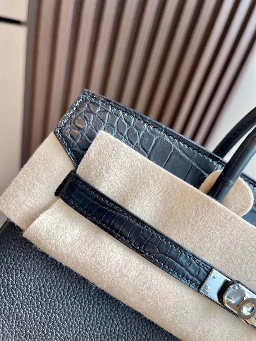 Сумка Hermes Birkin 25 Touch Togo Square Crocodile Silver Buckle