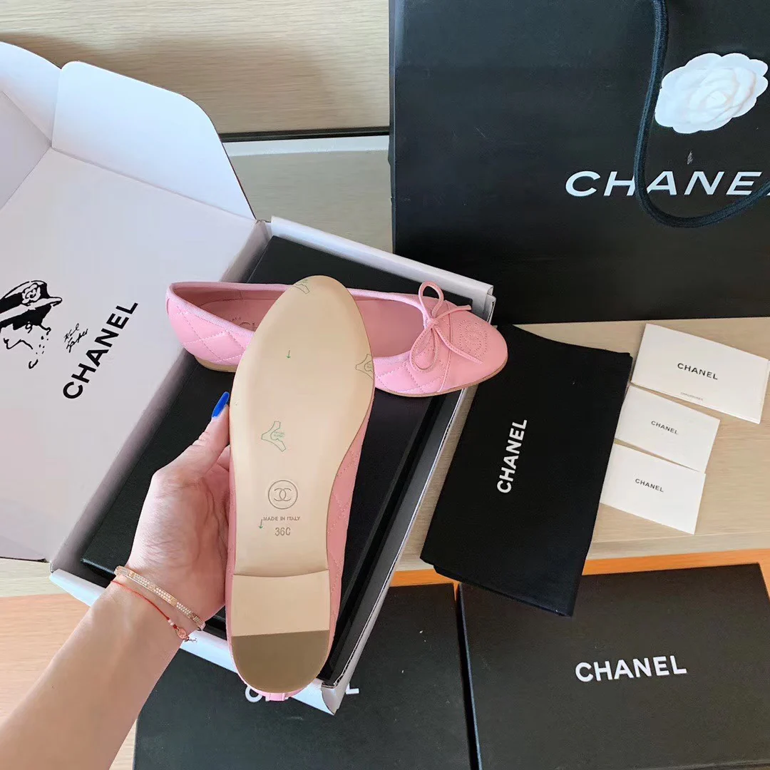 Классические балетки Chanel - розовые