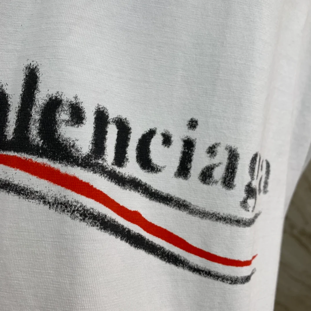 Футболка Balenciaga 2403 Melting Coke Print свободного кроя с коротким рукавом - унисекс - белая