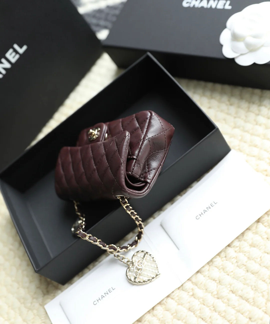 Chanel - Классический шарм - Бордовый - Пряжка из светлого золота