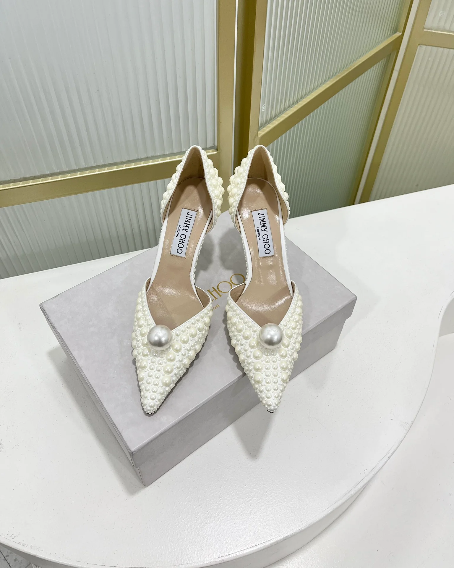 Сандалии Jimmy Retro Pearl Series Flat Sandals - 10 см - белые