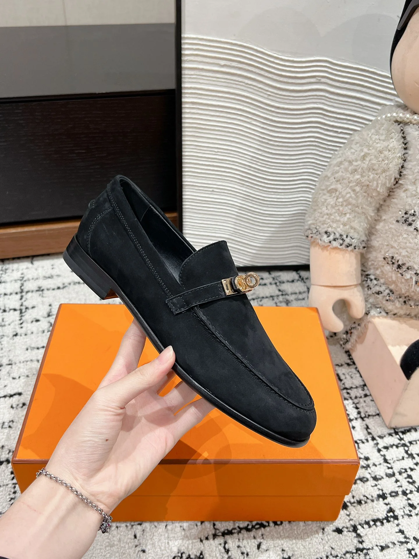 Лоферы Hermes Kelly Buckle 2024 — черные