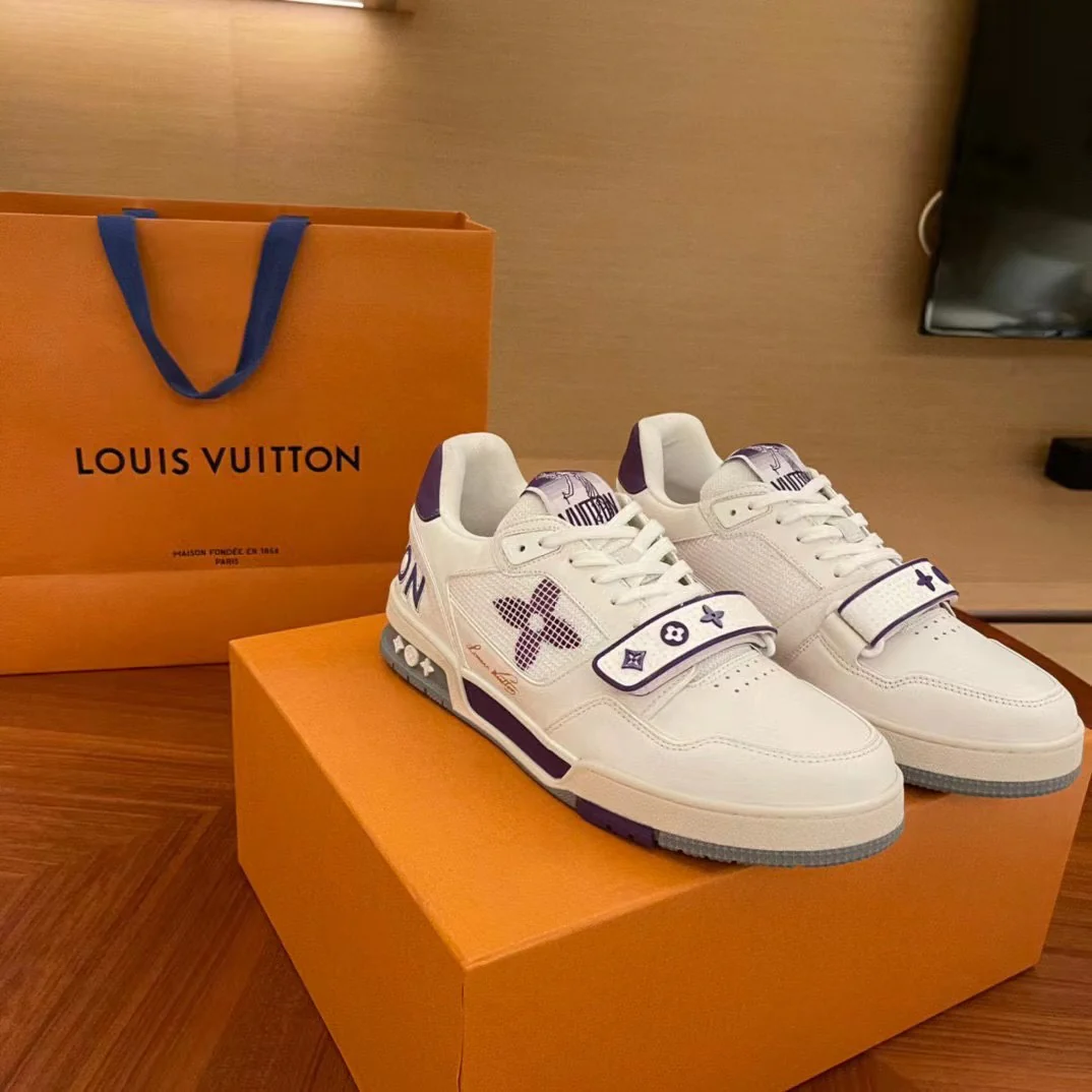 Кроссовки LV Trainer Series - на липучках - унисекс - белые и фиолетовые