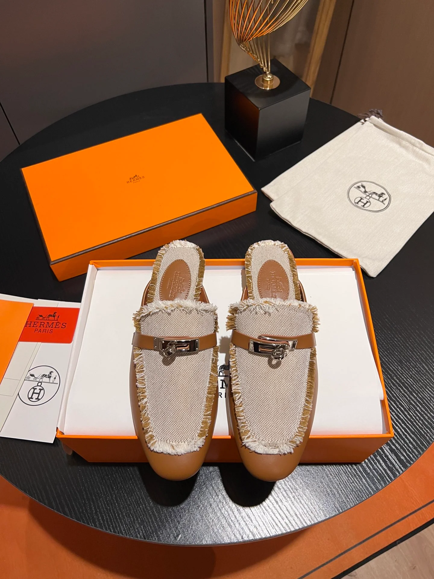 Hermes - Классические мюли Kelly без шнурков - Кофейно-коричневый