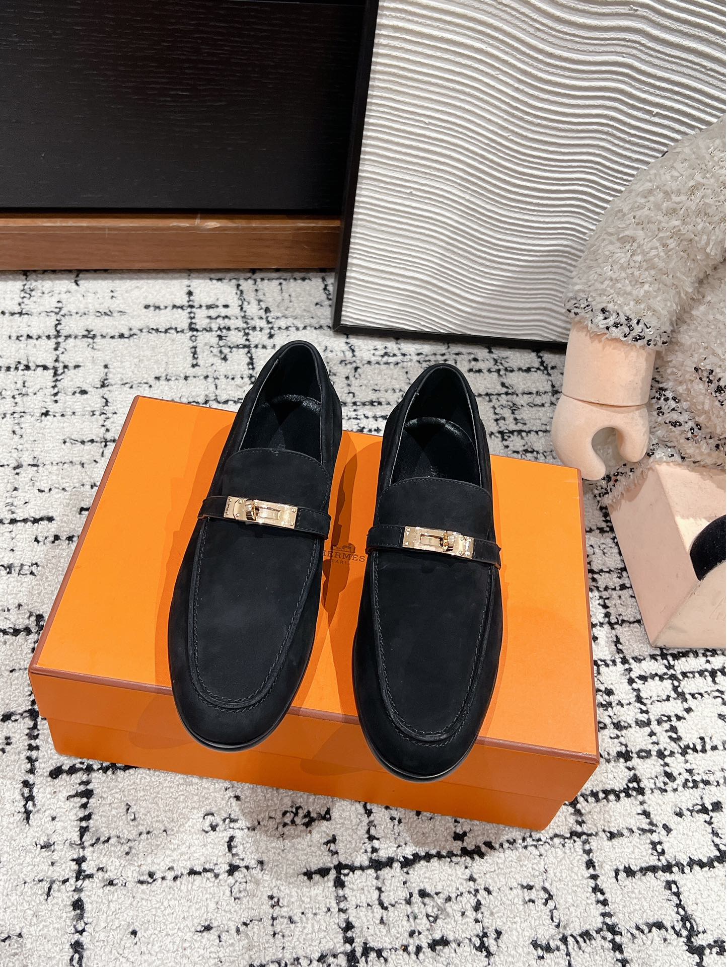 Лоферы Hermes Kelly Buckle 2024 — черные