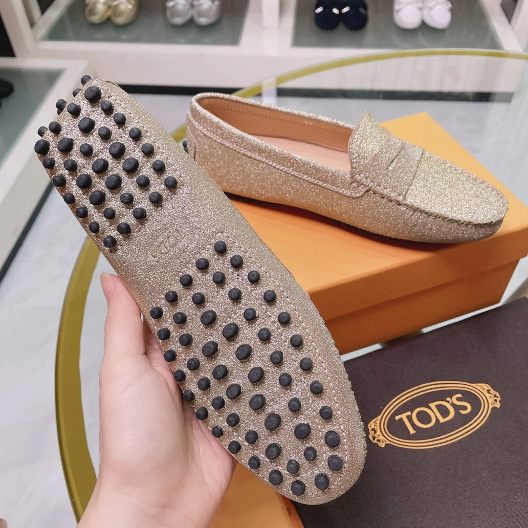 Tods - Золотистые блестки - Лоферы - Туфли без шнурков