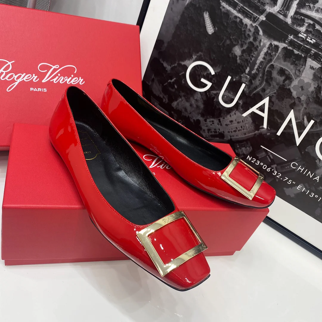 RV-Плоская подошва, квадратный носок, красный