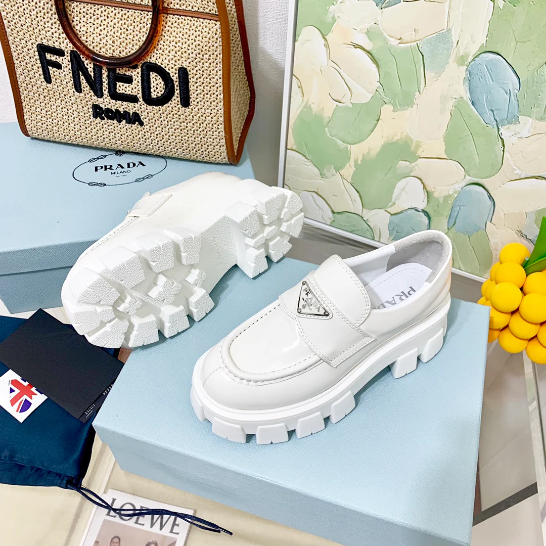 Обувь Prada - Prada Monolith - лоферы на платформе - белые