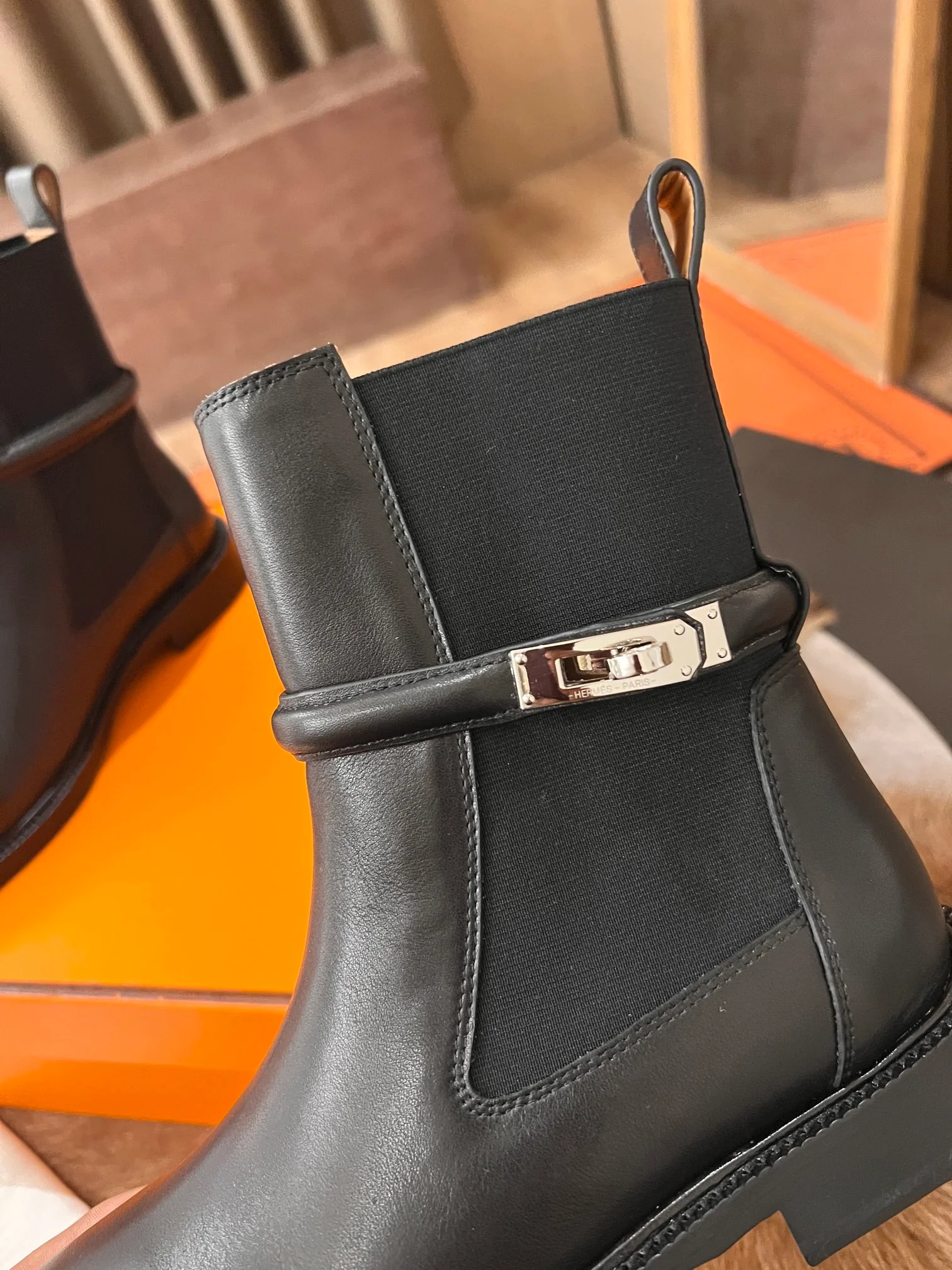 Ботинки Hermes Kelly Buckle Rider 2024 — черные