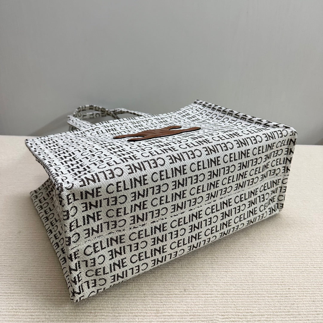 Сумка-шоппер Celine Cabas Thais с осенним принтом, большая.