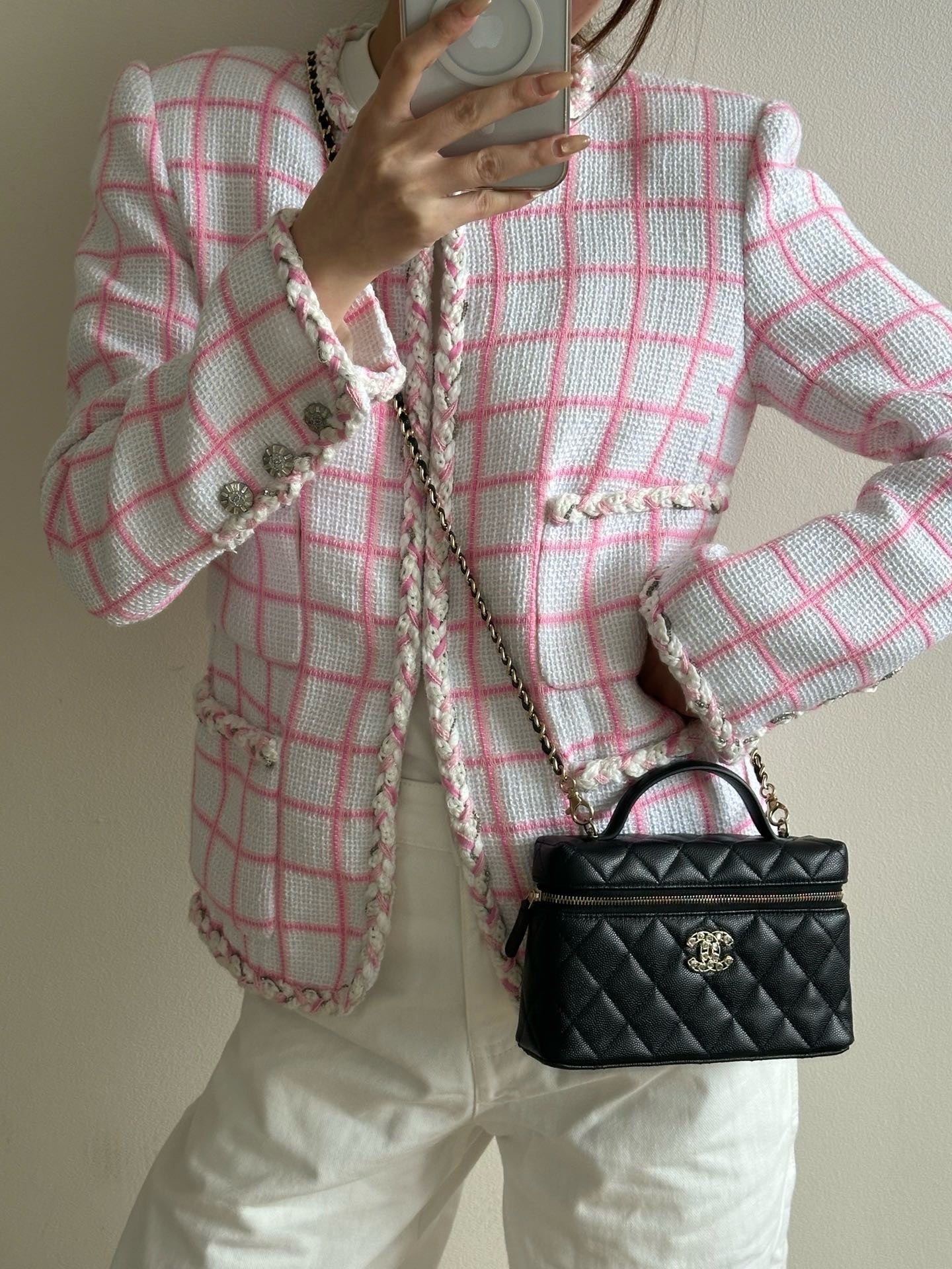 Сумочка Chanel 25p Heart Diamond LP с цепочкой - черная